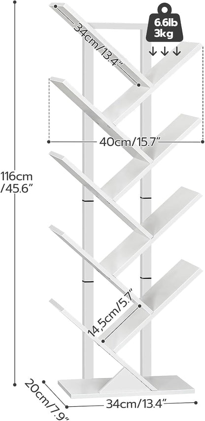 HOOBRO Tree Bookshelf, 9-Tier Bookcase Wooden Shelves, Floor Standing Storage - Image 3
