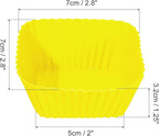 uxcell 18Pcs Silicone Cupcake Baking Cups, Silicone Muffins Liners Non-Stick Square Baking Cups, for Cooking Eggs Baking Muffins and Make a Cake(Yellow)