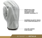 Heavy Duty Durable Cowhide Leather Driver Work Gloves for Truck Driving