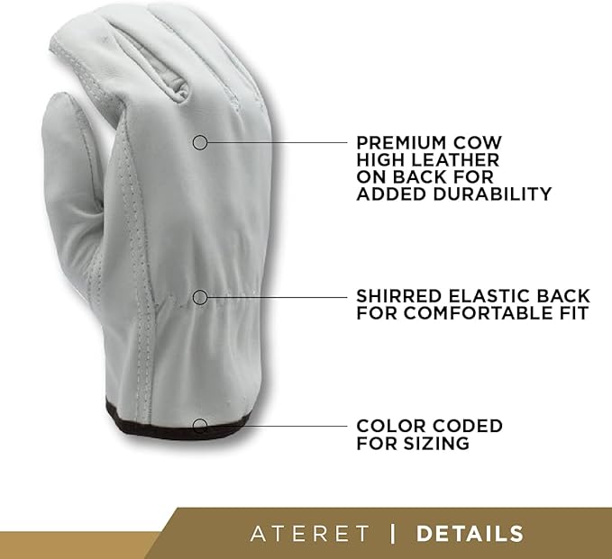 Heavy Duty Durable Cowhide Leather Driver Work Gloves for Truck Driving