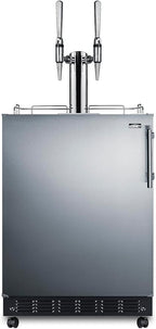 Summit Appliance 24" Wide Nitro Coffee Kegerator/Refrigerator Combo, Black Interior, Caster Wheels, Residential/Commercial Use (LHD, Nitro Coffee)