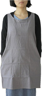 Cotton Linen Japanese Apron Halter Cross Back Bandage X Shape Aprons Two Pockets
