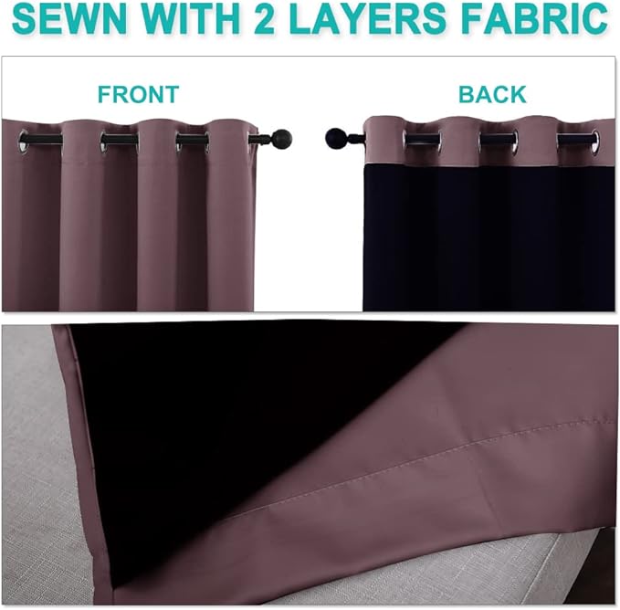 NICETOWN 100% Blackout Curtains 54 inches Long, Double-Deck Completely Blackout - Image 5