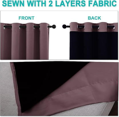 NICETOWN Dry Rose 100% Blackout Lined Curtains, 2 Thick Layers Narrow Wide - Image 5