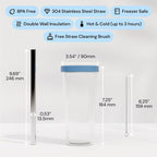 Dodoko Reusable Boba/Bubble Tea Cup - 17 oz with Lid & Straw; Cold Coffee/Smoothie Cup to Go - Breeze Blue