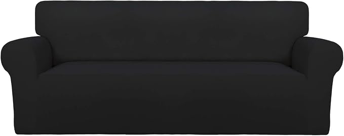 PureFit Stretch Couch Covers for Sofa Large Sofa Slipcovers Black | 1-Piece by PureFit