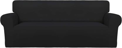 PureFit Stretch Couch Covers for Sofa Large Sofa Slipcovers Black | 1-Piece by PureFit