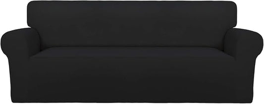 PureFit Stretch Couch Covers for Sofa Large Sofa Slipcovers Black | 1-Piece by PureFit