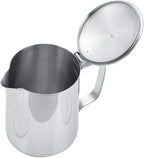 Stainless Steel Milk Frothing Pitcher, Stainless Steel Coffee Cup Mug Milk Frothing Pitcher Jug with Lid for Latte Coffee Art for Office Kitchen with handle(600ml)