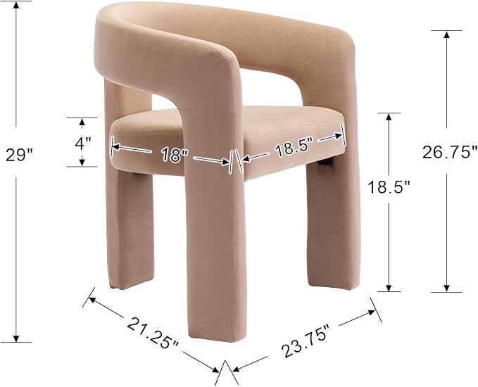 BESTANO Set of 6 Modern Velvet Fabric Upholstered Dining Chairs - Image 2