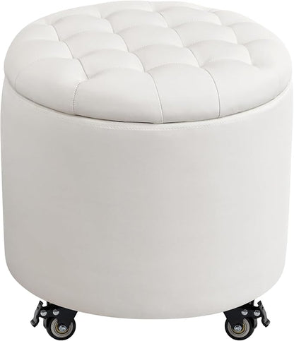 Furniliving Upholstered Button Tufted Round Ottoman by FurnilivingFurnitureforHome