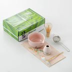 matcha whisk set,matcha set, including matcha bowl, matcha whisk and stand, sieve, spoon, cloth mat, gift for matcha lovers (pink)