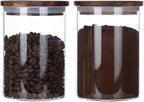KKC HOME ACCENTS Airtight Glass Loose Tea Storage Container For Loose Leaf Tea,Ground Coffee,Glass Storage Jar with Airtight Acacia Wood Lids,Sealed Jars,25 Fl oz