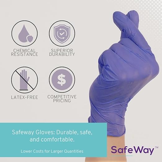 SafeWay Nitrile Gloves, 4000 Ct, Medium, Powder-Free, Latex-Free, All-Purpose, Professional Disposable Gloves with Textured Fingertips for Medical Use, Food Prep, Cleaning, Tattoo & More