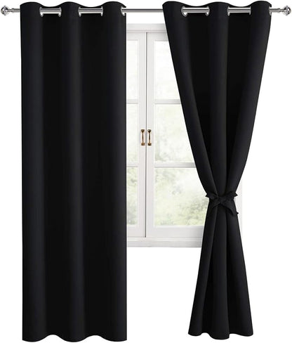Blackout Curtains for Bedroom, 38 x 84 Inches Long, 2 Panels, Window Curtains by Hiasan