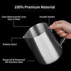 watchget Stainless Steel Milk Frothing Pitcher 12oz/350ml - Espresso Steaming Pitcher for Cappuccino, Latte Art, Coffee Machine Accessories Milk Jug Milk Frother Cup, Matt Silver