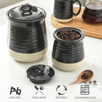 Hasense Ceramic Kitchen Canister, 75 OZ Coffee Canister with Lid, Airtight Food Storage Jar for Coffee Bean, Nuts, Candy, Spice, Flour and Herb, Large Food Container, Kitchen Decor, Black