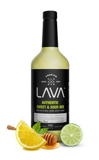 LAVA Premium Authentic Sweet & Sour Mix, Made with Real Lemon Juice, Lime Juice, Raw Blue Agave, No Artificial Sweeteners. Whiskey Sour, Long Island Iced Tea, Lemon Drop. 33.8oz Glass Bottle