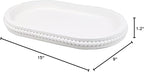 Oval Wood Serving Tray with Wooden Beads, Outdoor Farmhouse Decorative Tray for Ottoman, Coffee Table, Kitchen Counter Organizer, Home Decor(White)