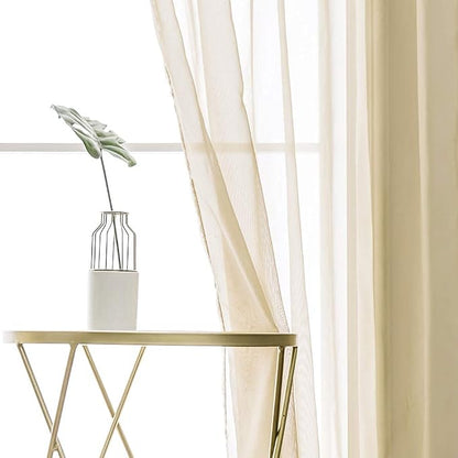 MIULEE 2 Panels Sheer Curtains for Living Room 54 X 108 Inches Beige | Window - Image 5