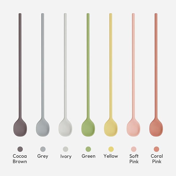 carrotez 9.9" Silicone coffee stirrer, Long Reusable Coffee Spoon for Iced Tea, Multipurpose Beverage Stirring Spoon - Yellow