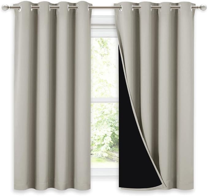 NICETOWN 100% Blackout Curtains 54 inches Long, Double-Deck Completely Blackout by NICETOWN