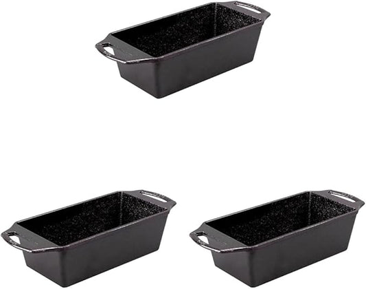 Lodge Cast Iron Loaf Pan 8.5x4.5 Inch, Black (Pack of 3)