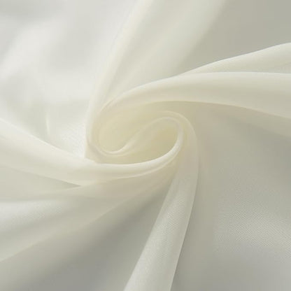 SpaceDresser Ivory Sheer Curtains 4 Panels Rod Pocket Semi-Sheer Curtain 72 - Image 8