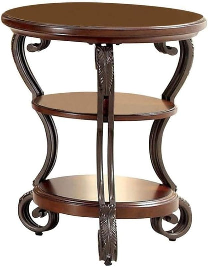 Traditional Style Brown Cherry 1pc Sofa Table Open Bottom Shelf Ornate Design - Image 7