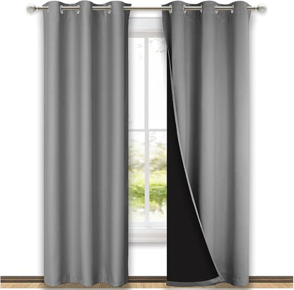 NICETOWN Silver Grey Full Shade Curtain Panels, Pair of Thermal Insulated & by NICETOWN