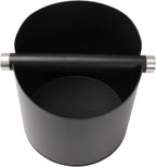 Large Size Coffee Knock Box, Espresso Knock Box Stainless Steel Espresso Machine Accessories with Removable Knock Bar and Non-Slip Base Coffee Grounds Container Bin (Black)