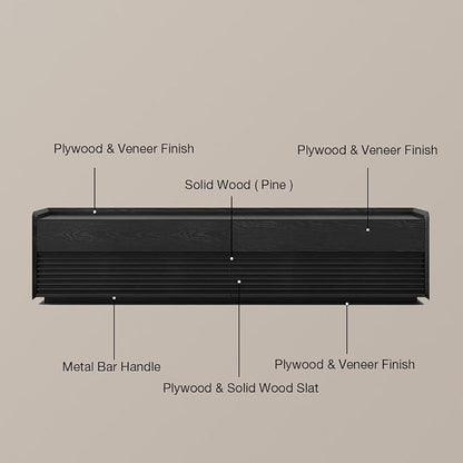 POVISON Fully-Assembled Mid Century Modern TV Stand, 94.49" Wood Media Console - Image 7