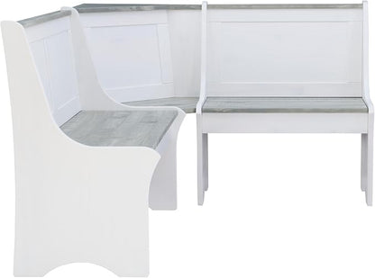 Linon Jackie Two Tone Pine Wood Coastal Corner Dining Nook in Graywash/White - Image 6