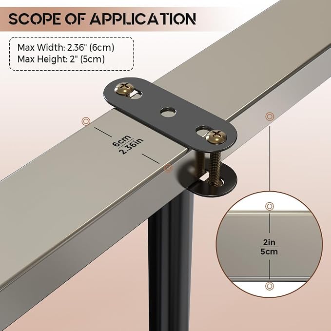 4Pcs Bed Frame Support Leg, Adjustable Height 5"-8.6", Extra Sturdy Steel Bed - Image 7