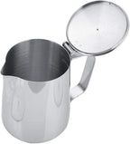 Stainless Steel Coffee Cup Mug Milk Frothing Pitcher Jug with Lid for Latte Coffee Art for Office Kitchen with handle(350mL)