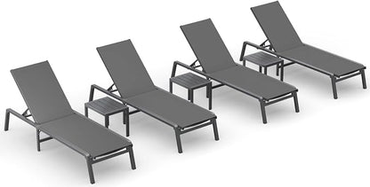 Ciokea Aluminum Foldable Lounge Chairs Set of 4 by CIOKEA