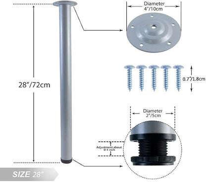 QLLY 28 inch Adjustable Metal Desk Legs, Heavy Duty Furniture Table Legs - Image 2
