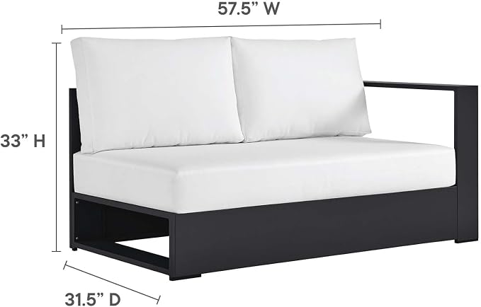 Modway Tahoe Aluminum 3-Piece Outdoor Patio Furniture Gray White, Modular - Image 7