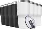 30oz Stainless Steel Travel Mug with Lid, 8 Pack Double Wall Vacuum Insulated Bulk Tumbler, Powder Coated Coffee Cup Suitable for Vehicle Cup Holders