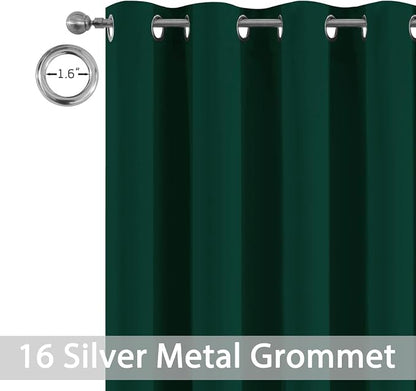 Yakamok Dark Green Room Darkening Curtains 84 inch Sliding Door Drapes | 1 - Image 5