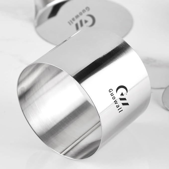 Guowall 1 Pack Seamless Cake Ring Mold Stainless Steel Round Mousse Mould for Baking (Includes 1 Ring, 1 Pusher and 1 Lifter)