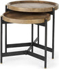 Pemberly Row Nesting Side Tables, 22.5Lx22.5Wx20.8H, Mango Wood Tray Tops by PEMBERLYROW