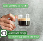 BTaT - Stackable Espresso & Demitasse Glass Coffee Cups, Set of 6 (2.0 oz, 60 ml), Double Wall, Clear