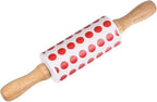 HARFINGTON Silicone Rolling Pins for Baking 9 Inch Wooden Handle Non Stick Rolling Pin Small Roller Playdough Rolling Pins for Dough Pizza Pastry Fondant Kitchen, Red White