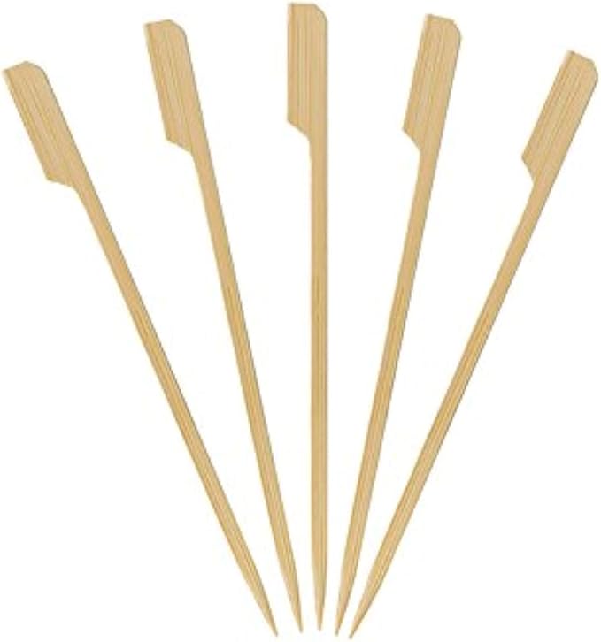 1000 Count | KingSeal Natural Green Bamboo Wood Paddle Picks, Skewers for Appetizers and Cocktails, 6 Inches, Bulk Pack - 10 Packs of 100