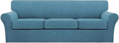 Turquoize 4 Piece Sofa Covers for 3 Cushion Couch Sofa Slipcover Soft Couch by Turquoize