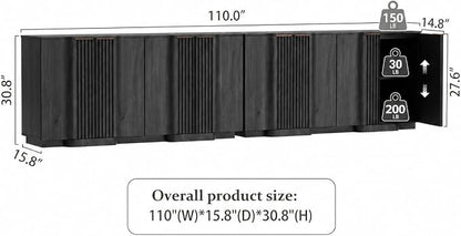 Brafab Buffet Cabinet, Wood Fluted Credenza - Image 2