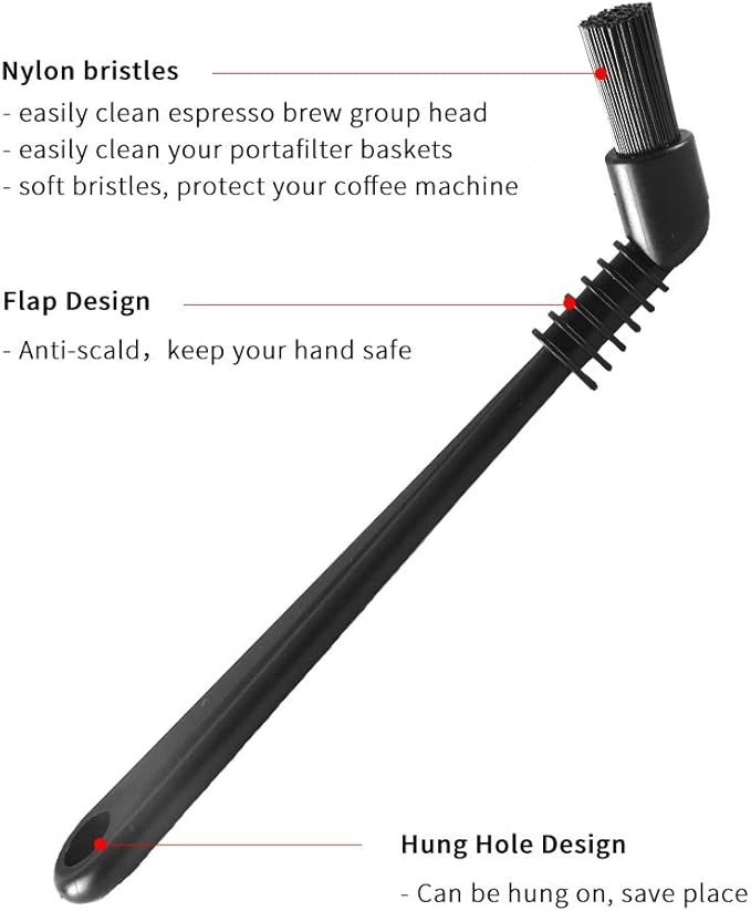 Espresso Machine Cleaning Brush Set - CAFEMASY 5 Pieces Coffee Cleaning Brush Natural Bristles Wooden Brush for Coffee Grinder and Nylon Brush for Espresso Machine Cleaning