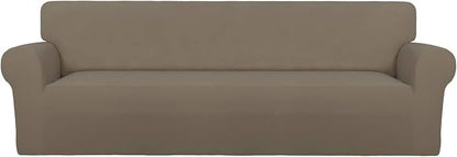 PureFit Stretch Couch Covers for Sofa 4 Seater Slipcovers Natural | 1-Piece by PureFit