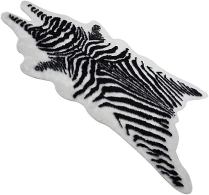 Zebra Print Rug Faux Animal Cowhide Skin Area Rug Leather Carpet Mat Small Size by yingda1992